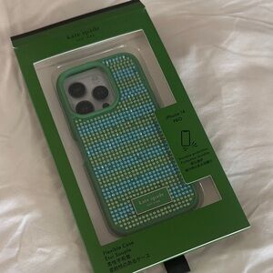 Kate Spade Green and Blue Beaded iPhone 14 Pro Case